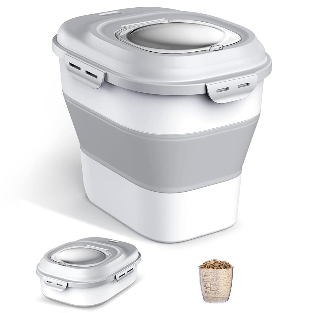 Supvox Collapsible Rice Dispenser with Large Transparent Lid, Large Capacity 16.5-55lbs Airtight Rice Storage Container, Moisture Proof Kitchen Organiser for Rice, Cereals, Grains and Pet Food Supvox Collapsible Rice Dispenser with Large Transparent Lid, Large Capacity 16.5-55lbs Airtight Rice Storage Container, Moisture Proof Kitchen Organiser for Rice, Cereals, Grains and Pet Food